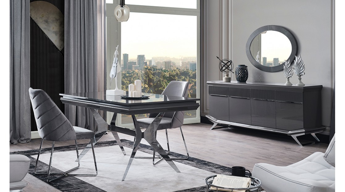 Villa Antrasit Krom Yemek Odası